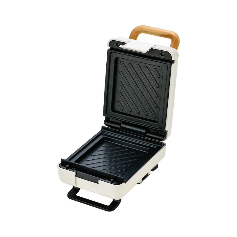 Máy làm bánh sandwich BJX-S015 có tay cầm vân gỗ và tấm cố định